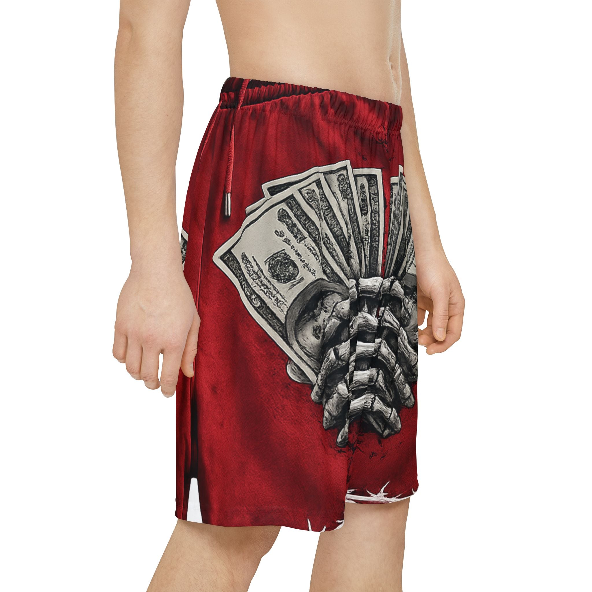 Skeleton Hand Money Graphic Sports Shorts