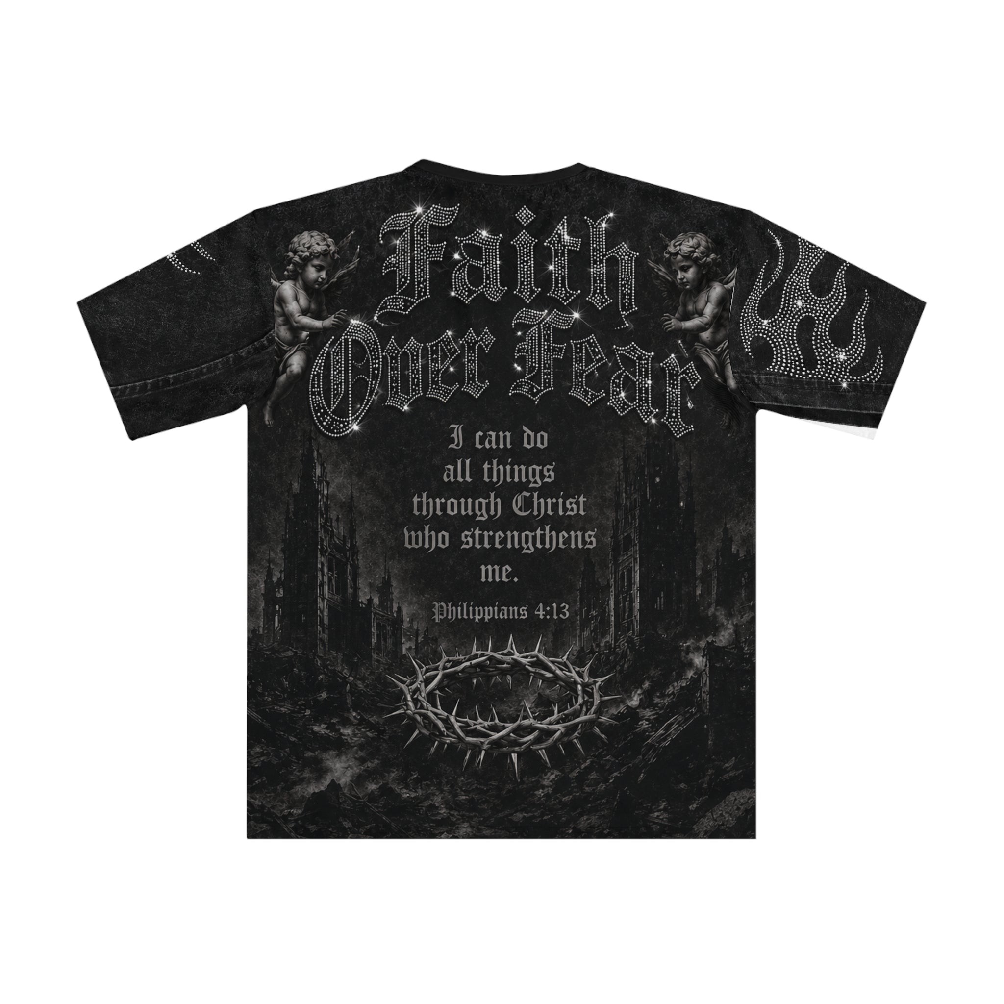Christian Faith Graphic Tee — "Redeemed" All-Over Print