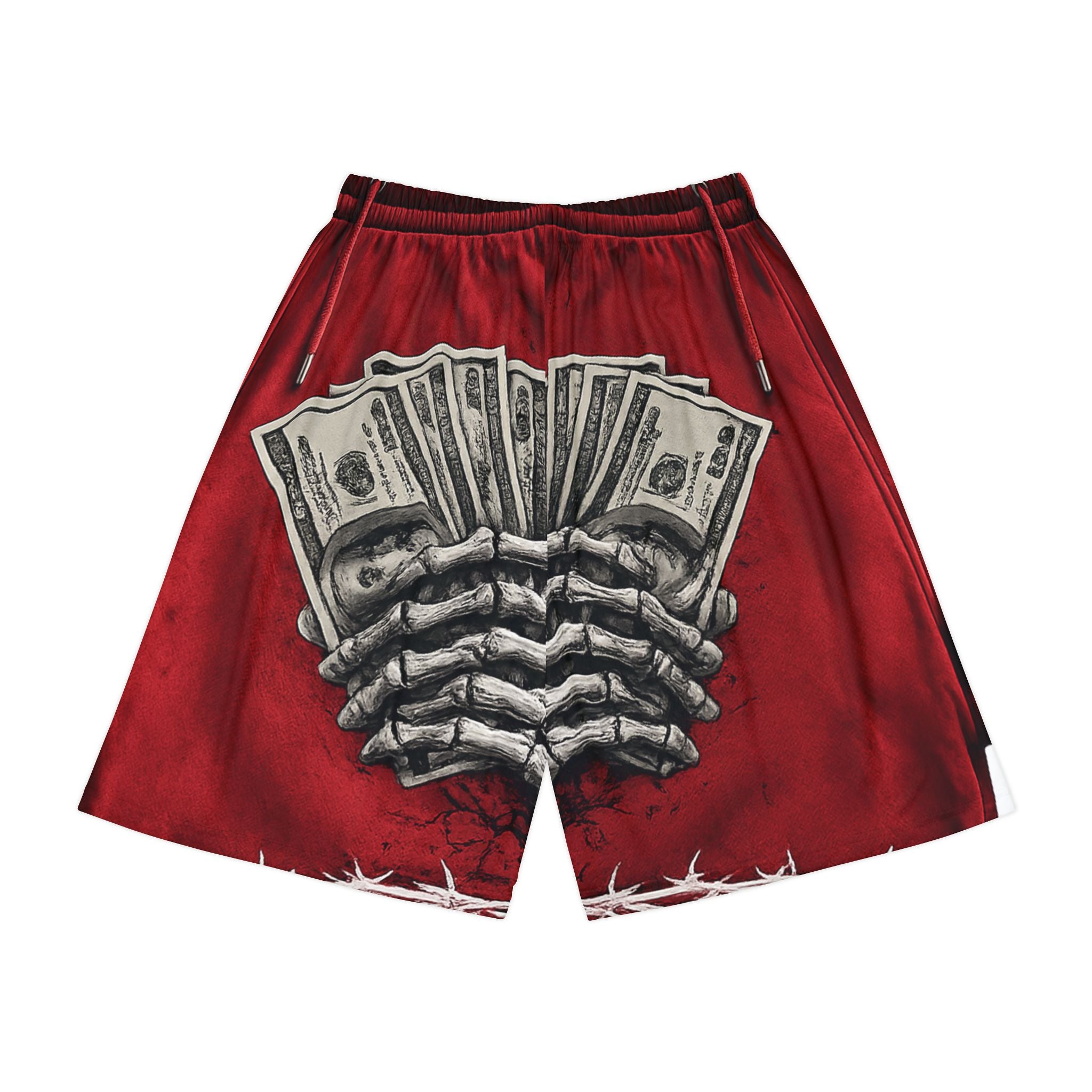 Skeleton Hand Money Graphic Sports Shorts
