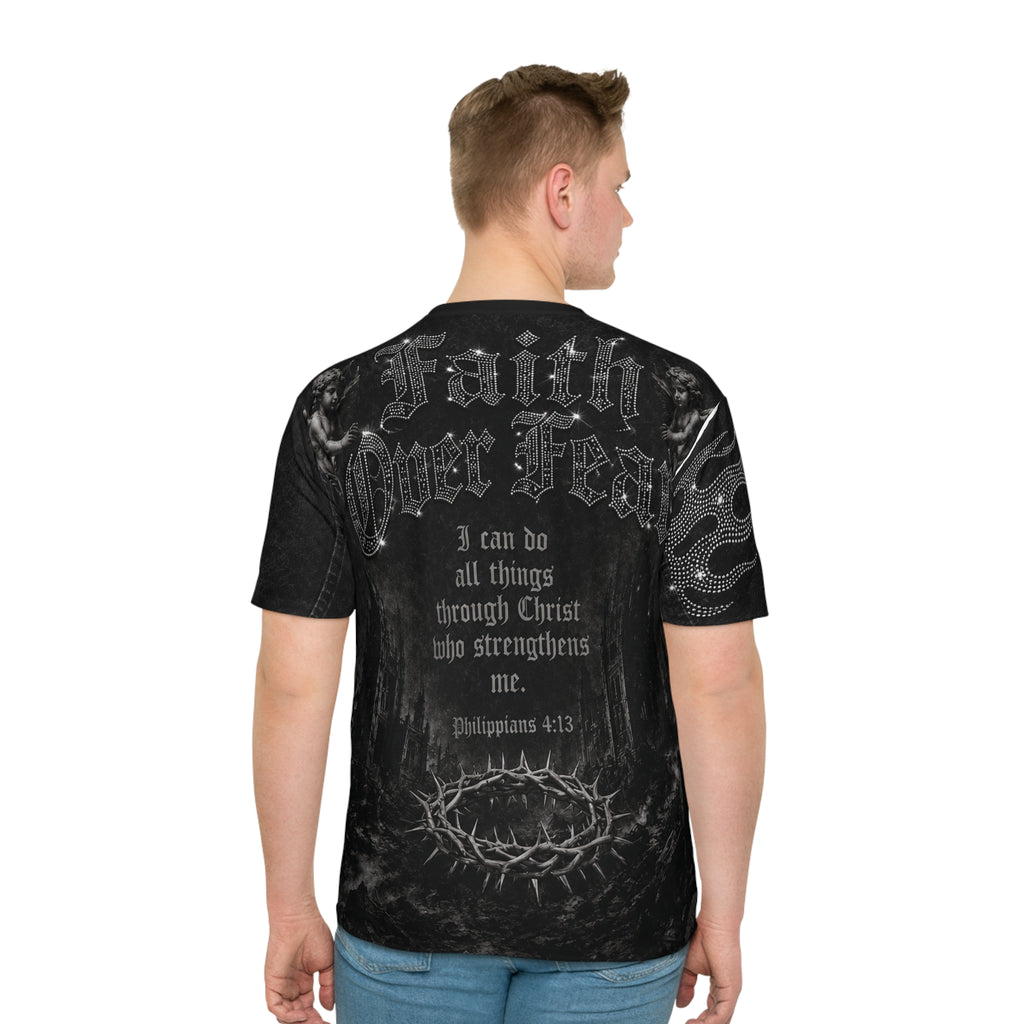 Christian Faith Graphic Tee — "Redeemed" All-Over Print