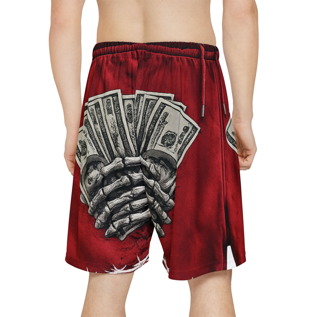 Skeleton Hand Money Graphic Sports Shorts